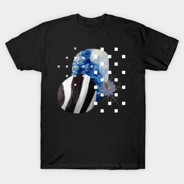 Zebra Blue Crystal Abstract Collage T-Shirt by ElenaDanilo